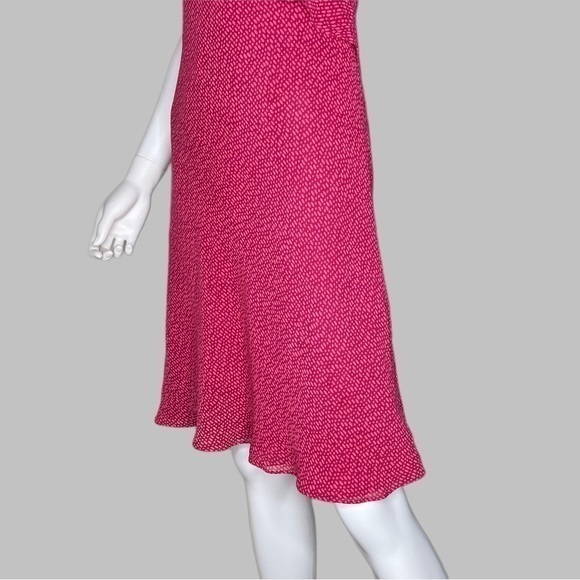 Ann Taylor Raspberry Pink Ruffle Sleeveless Printed Midi Dress - Picture 3 of 8